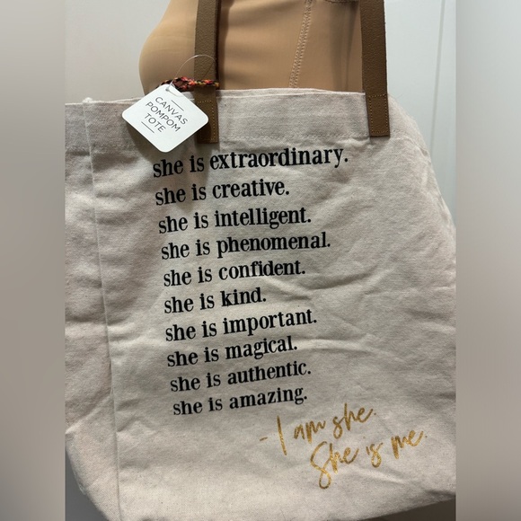 Handbags - Canvas tote bag with inspirational affirmations